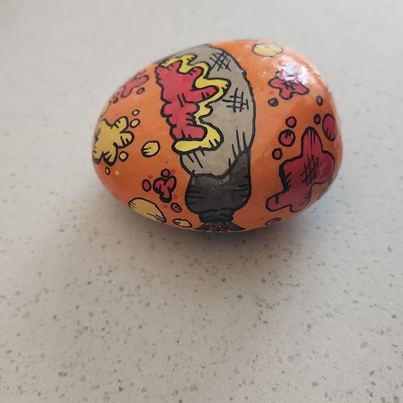 Hot dog Painted rock with mustard and ketchup! - Picture 2 of 3